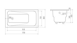 Ванна чугунная Goldman Art AT17080 170x80см с ножками